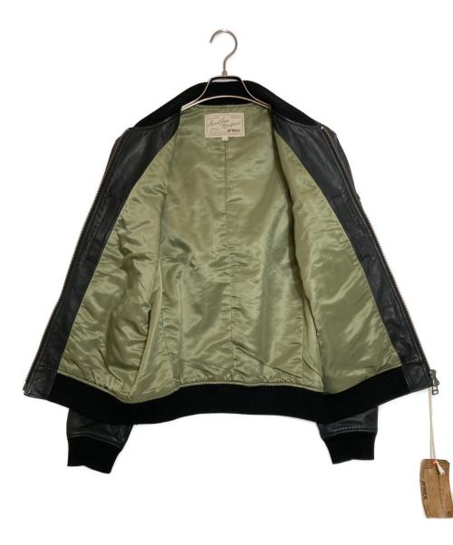 AVIREX（アヴィレックス）AVIREX (アヴィレックス) SOFT LAMB MA-1 TYPE Leather Jacket ブラック サイズ:Lの古着・服飾アイテム