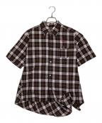 UNDERCOVERアンダーカバー）の古着「半袖チェックシャツ」｜レッド×グリーン