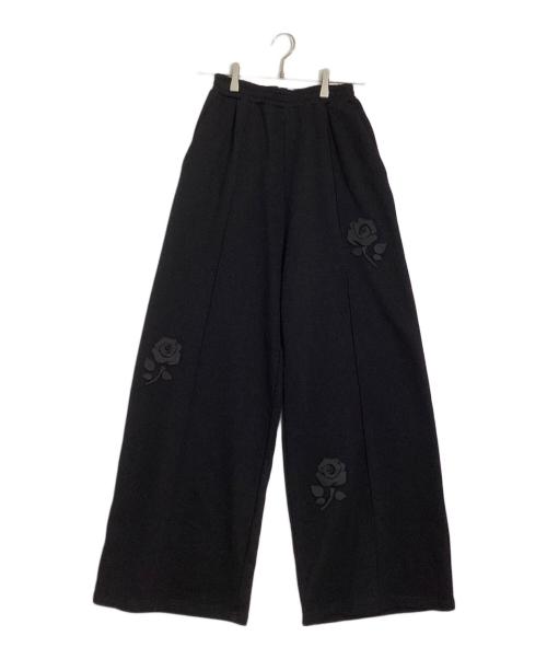 VIVIANO（ヴィヴィアーノ）VIVIANO (ヴィヴィアーノ) Flower Applique Jersey Pants ブラック サイズ:Mの古着・服飾アイテム