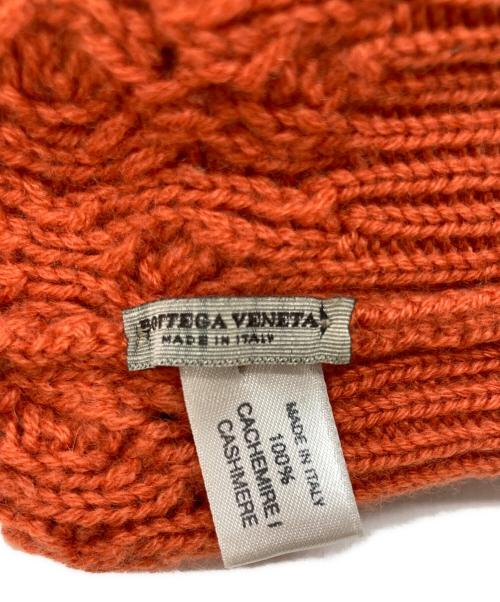 BOTTEGA VENETA（ボッテガベネタ）BOTTEGA VENETA (ボッテガベネタ) カシミヤ100%ケーブル編みニット帽 オレンジ サイズ:FREEの古着・服飾アイテム