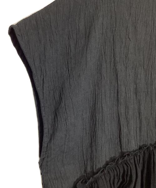 nest Robe（ネストローブ）nest Robe (ネストローブ) ラミー楊柳×リネンガーゼノースリーブブラウス ブラック サイズ:FREEの古着・服飾アイテム