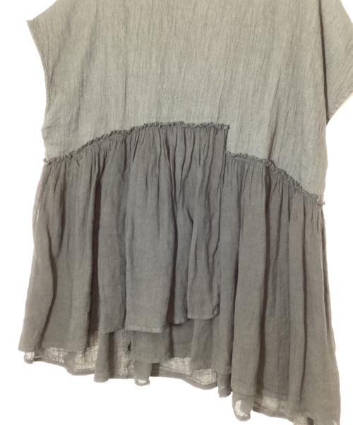 nest Robe（ネストローブ）nest Robe (ネストローブ) ラミー楊柳×リネンガーゼノースリーブブラウス ブラック サイズ:FREEの古着・服飾アイテム