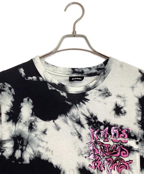 DIESEL（ディーゼル）DIESEL (ディーゼル) タイダイポケットTシャツ ホワイト×ブラック サイズ:Ｍの古着・服飾アイテム