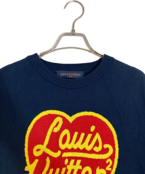 LOUIS VUITTON（ルイ ヴィトン）LOUIS VUITTON (ルイ ヴィトン) インターシャハートロゴニットTシャツ ネイビー サイズ:Lの古着・服飾アイテム