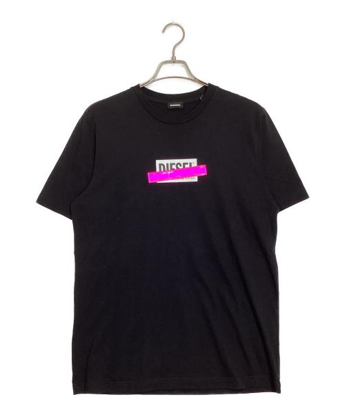 DIESEL（ディーゼル）DIESEL (ディーゼル) リフレクターロゴプリントTシャツ ブラック サイズ:Ｍの古着・服飾アイテム
