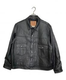 LEVI'S PReMIUM（リーバイス プレミアム）の古着「BLACK TYPEⅡ TRUCKER LEATHER JACKET」｜ブラック