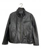 Liugoo Leathersリューグーレザーズ）の古着「シングルライダースジャケット」｜ブラック