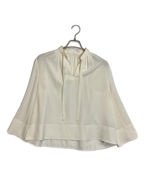 BALLSEY（ボールジィ）BALLSEY (ボールジィ) 2-wayストレッチ タイ付きスタンドカラーブラウス アイボリー サイズ:36の古着・服飾アイテム