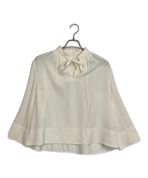 BALLSEY（ボールジィ）BALLSEY (ボールジィ) 2-wayストレッチ タイ付きスタンドカラーブラウス アイボリー サイズ:36の古着・服飾アイテム