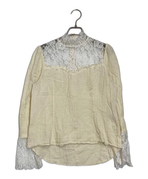 UNDERCOVER（アンダーカバー）UNDERCOVER (アンダーカバー) ガーゼ生地 レース切替ブラウス ベージュ×ホワイト サイズ:1の古着・服飾アイテム