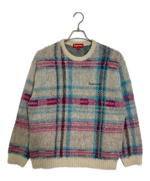 SUPREME（シュプリーム）Supreme (シュプリーム) Brushed Plaid Sweater ベージュ×ピンク サイズ:Mの古着・服飾アイテム