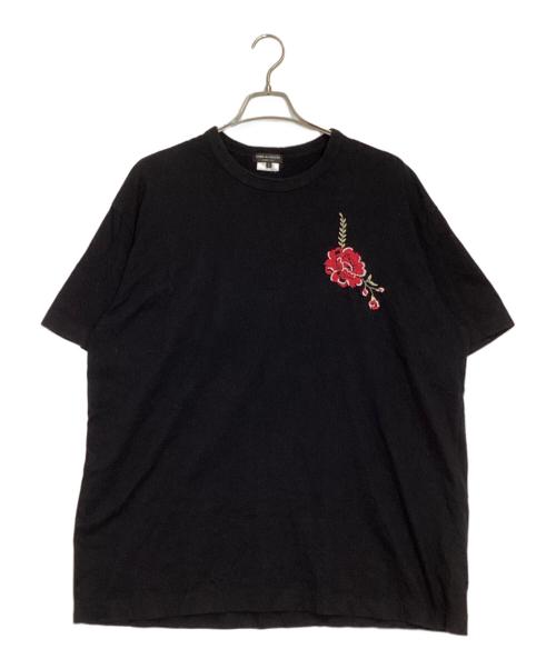COMME des GARCONS HOMME PLUS（コムデギャルソンオムプリュス）COMME des GARCONS HOMME PLUS (コムデギャルソンオムプリュス) フラワー刺繍Tシャツ ブラック サイズ:Ｓの古着・服飾アイテム