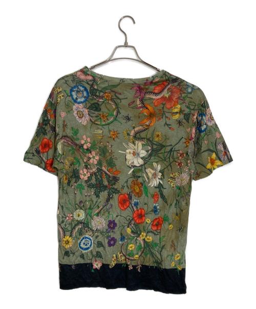 GUCCI（グッチ）GUCCI (グッチ) ダメージ加工フローラルTシャツ グリーン サイズ:XSの古着・服飾アイテム