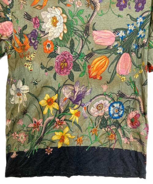 GUCCI（グッチ）GUCCI (グッチ) ダメージ加工フローラルTシャツ グリーン サイズ:XSの古着・服飾アイテム