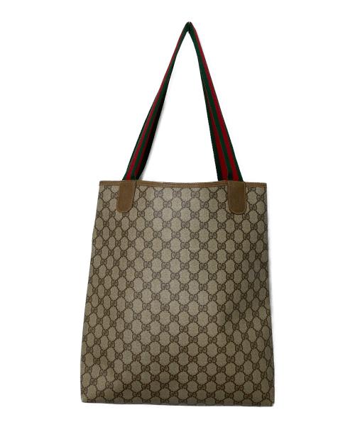 GUCCI（グッチ）GUCCI (グッチ) GGスプリームトートバッグ ブラウンの古着・服飾アイテム