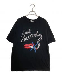 Saint Laurent Paris（サンローランパリ）の古着「スモーキングリップ プリントTシャツ」｜ブラック