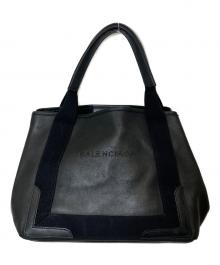 BALENCIAGA（バレンシアガ）の古着「ネイビーカバスS レザーハンドバッグ」｜ブラック
