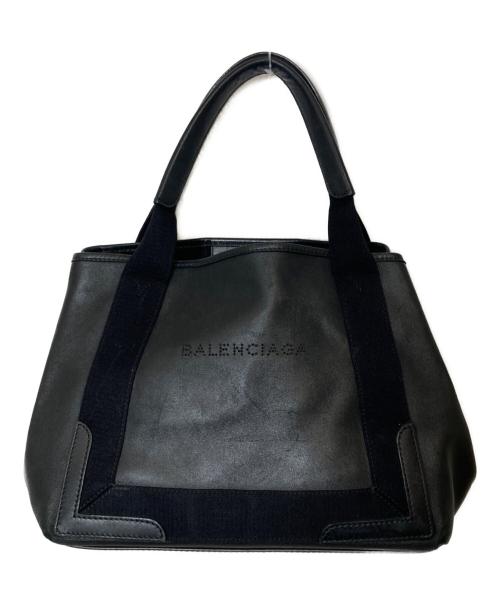 BALENCIAGA（バレンシアガ）BALENCIAGA (バレンシアガ) ネイビーカバスS レザーハンドバッグ ブラックの古着・服飾アイテム