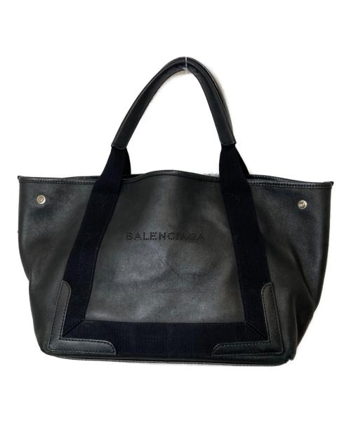 BALENCIAGA（バレンシアガ）BALENCIAGA (バレンシアガ) ネイビーカバスS レザーハンドバッグ ブラックの古着・服飾アイテム