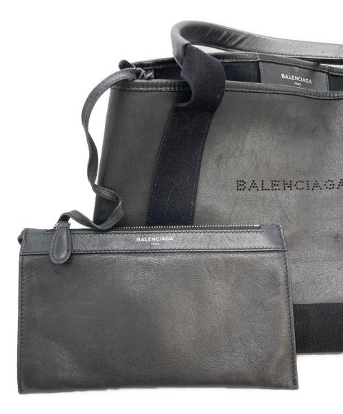 BALENCIAGA（バレンシアガ）BALENCIAGA (バレンシアガ) ネイビーカバスS レザーハンドバッグ ブラックの古着・服飾アイテム