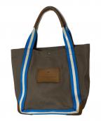 ANYA HINDMARCHアニヤ・ハインドマーチ）の古着「Pont Tote Small Patch Logo in Medium Grey Canbas」｜グレー×ブルー