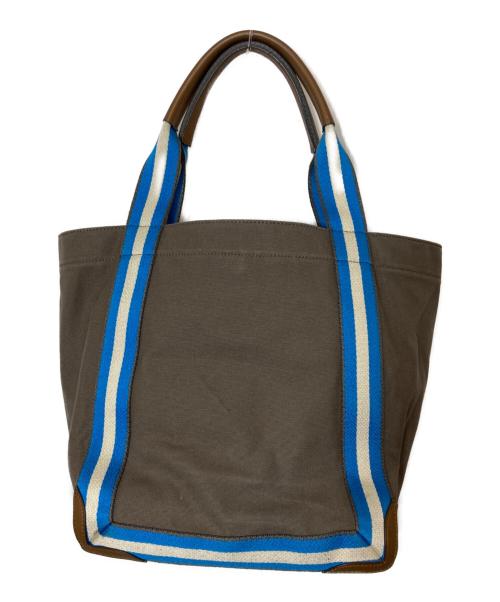 ANYA HINDMARCH（アニヤ・ハインドマーチ）ANYA HINDMARCH (アニヤ・ハインドマーチ) Pont Tote Small Patch Logo in Medium Grey Canbas グレー×ブルーの古着・服飾アイテム