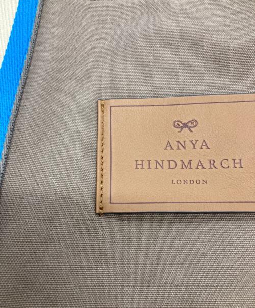 ANYA HINDMARCH（アニヤ・ハインドマーチ）ANYA HINDMARCH (アニヤ・ハインドマーチ) Pont Tote Small Patch Logo in Medium Grey Canbas グレー×ブルーの古着・服飾アイテム