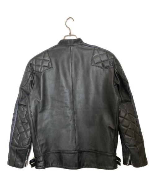 NEIGHBORHOOD（ネイバーフッド）NEIGHBORHOOD (ネイバーフッド) レザーレーシングジャケット ブラック×ネイビー サイズ:Lの古着・服飾アイテム