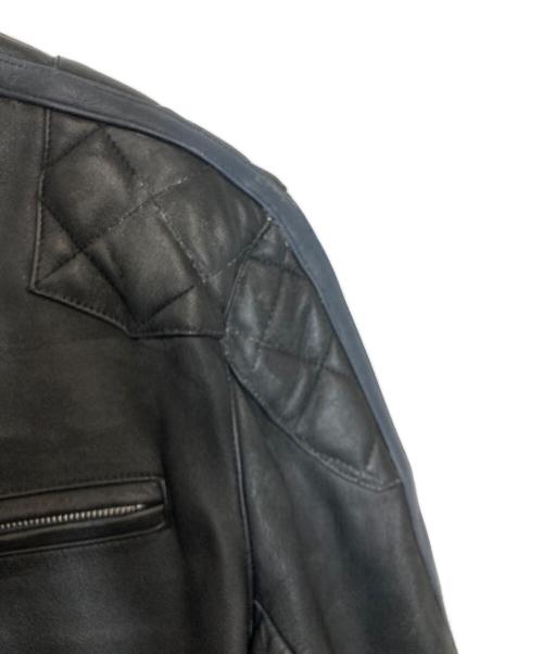NEIGHBORHOOD（ネイバーフッド）NEIGHBORHOOD (ネイバーフッド) レザーレーシングジャケット ブラック×ネイビー サイズ:Lの古着・服飾アイテム
