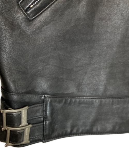 NEIGHBORHOOD（ネイバーフッド）NEIGHBORHOOD (ネイバーフッド) レザーレーシングジャケット ブラック×ネイビー サイズ:Lの古着・服飾アイテム