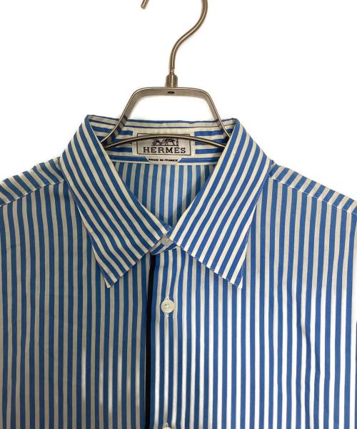HERMES（エルメス）HERMES (エルメス) セリエボタンストライプシャツ ブルー×ホワイト サイズ:15 3/4の古着・服飾アイテム