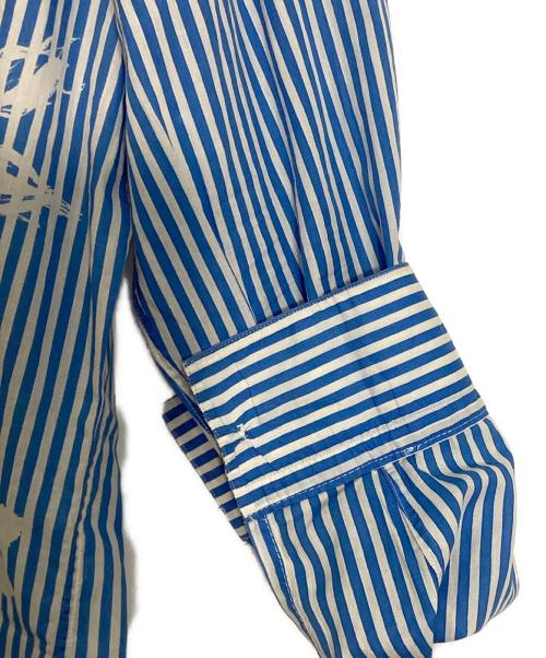 HERMES（エルメス）HERMES (エルメス) セリエボタンストライプシャツ ブルー×ホワイト サイズ:15 3/4の古着・服飾アイテム