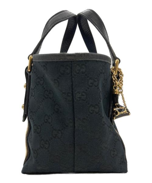 GUCCI（グッチ）GUCCI (グッチ) GGキャンバスシェリーラインハンドバッグ ブラックの古着・服飾アイテム