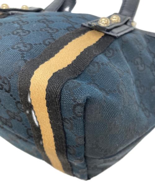 GUCCI（グッチ）GUCCI (グッチ) GGキャンバスシェリーラインハンドバッグ ブラックの古着・服飾アイテム