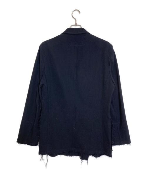 COMME des GARCONS HOMME PLUS（コムデギャルソンオムプリュス）COMME des GARCONS HOMME PLUS (コムデギャルソンオムプリュス) 縮絨 ピークドラペルカットオフダブルジャケット ネイビー サイズ:Ｍの古着・服飾アイテム