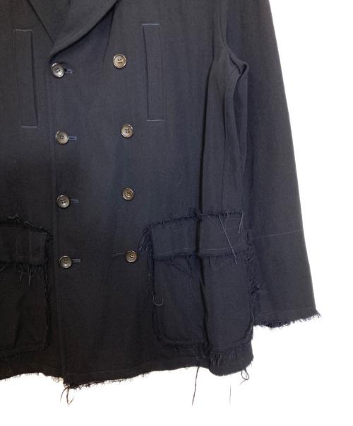 COMME des GARCONS HOMME PLUS（コムデギャルソンオムプリュス）COMME des GARCONS HOMME PLUS (コムデギャルソンオムプリュス) 縮絨 ピークドラペルカットオフダブルジャケット ネイビー サイズ:Ｍの古着・服飾アイテム