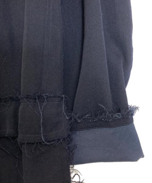 COMME des GARCONS HOMME PLUS（コムデギャルソンオムプリュス）COMME des GARCONS HOMME PLUS (コムデギャルソンオムプリュス) 縮絨 ピークドラペルカットオフダブルジャケット ネイビー サイズ:Ｍの古着・服飾アイテム