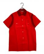 SunBros&Coサンブロス アンド カンパニー）の古着「ダブルポケット切替半袖シャツ」｜レッド