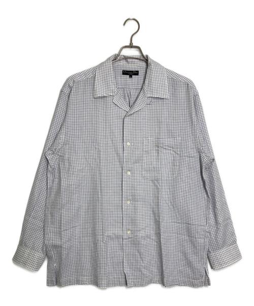 Christian Dior MONSIEUR SPORTS（クリスチャンディオールムッシュ）Christian Dior MONSIEUR SPORTS (クリスチャンディオールムッシュ) 開襟グラフチェックシャツ ホワイト×ブルー サイズ:Ｌの古着・服飾アイテム