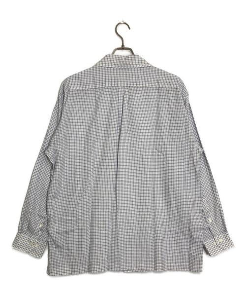 Christian Dior MONSIEUR SPORTS（クリスチャンディオールムッシュ）Christian Dior MONSIEUR SPORTS (クリスチャンディオールムッシュ) 開襟グラフチェックシャツ ホワイト×ブルー サイズ:Ｌの古着・服飾アイテム