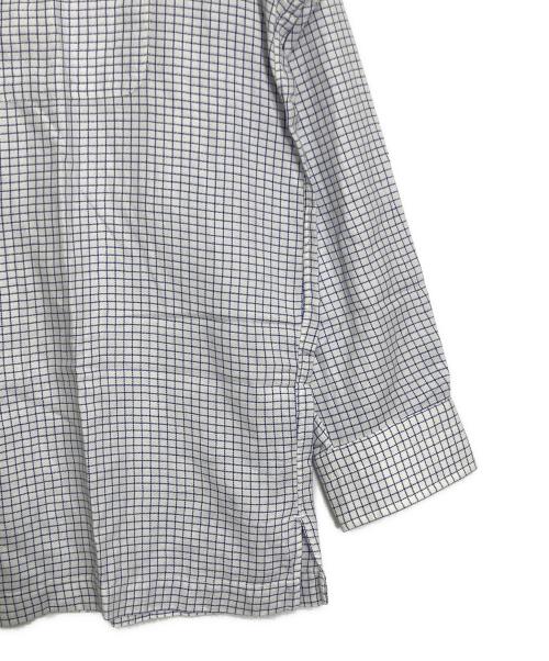 Christian Dior MONSIEUR SPORTS（クリスチャンディオールムッシュ）Christian Dior MONSIEUR SPORTS (クリスチャンディオールムッシュ) 開襟グラフチェックシャツ ホワイト×ブルー サイズ:Ｌの古着・服飾アイテム