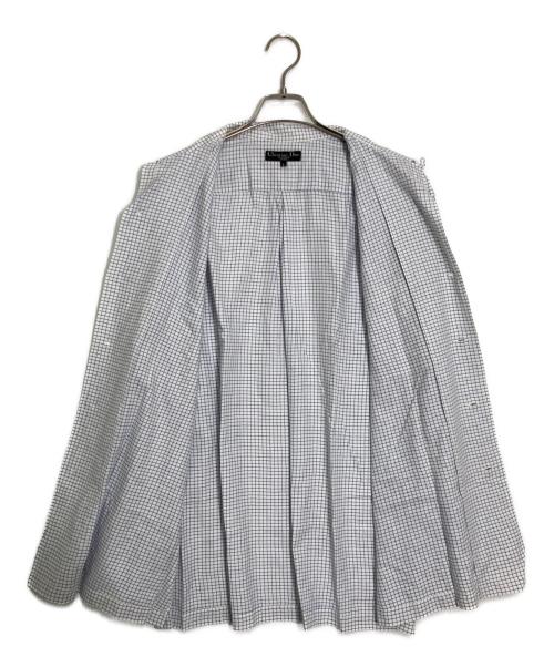 Christian Dior MONSIEUR SPORTS（クリスチャンディオールムッシュ）Christian Dior MONSIEUR SPORTS (クリスチャンディオールムッシュ) 開襟グラフチェックシャツ ホワイト×ブルー サイズ:Ｌの古着・服飾アイテム