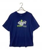 stussyステューシー）の古着「USA製SSリンクロゴプリントTシャツ」｜ネイビー