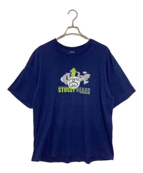 stussy（ステューシー）stussy (ステューシー) USA製SSリンクロゴプリントTシャツ ネイビー サイズ:XLの古着・服飾アイテム