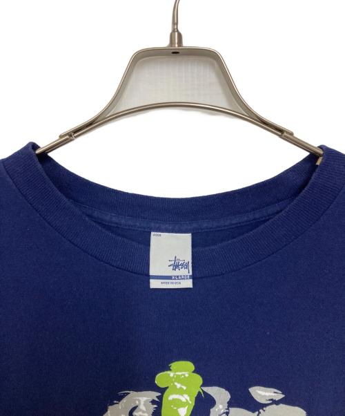 stussy（ステューシー）stussy (ステューシー) USA製SSリンクロゴプリントTシャツ ネイビー サイズ:XLの古着・服飾アイテム