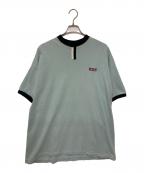 stussyステューシー）の古着「USA製ボックスロゴリンガーTシャツ」｜スカイブルー