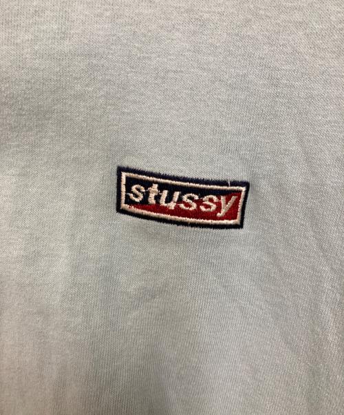 stussy（ステューシー）stussy (ステューシー) USA製ボックスロゴリンガーTシャツ スカイブルー サイズ:XLの古着・服飾アイテム
