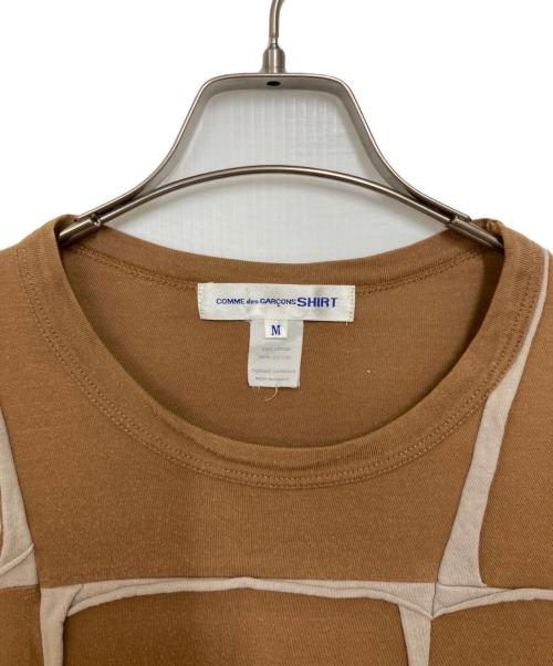 COMME des GARCONS SHIRT（コムデギャルソンシャツ）COMME des GARCONS SHIRT (コムデギャルソンシャツ) カットオフ切替Tシャツ ブラウン×ベージュ サイズ:Ｍの古着・服飾アイテム