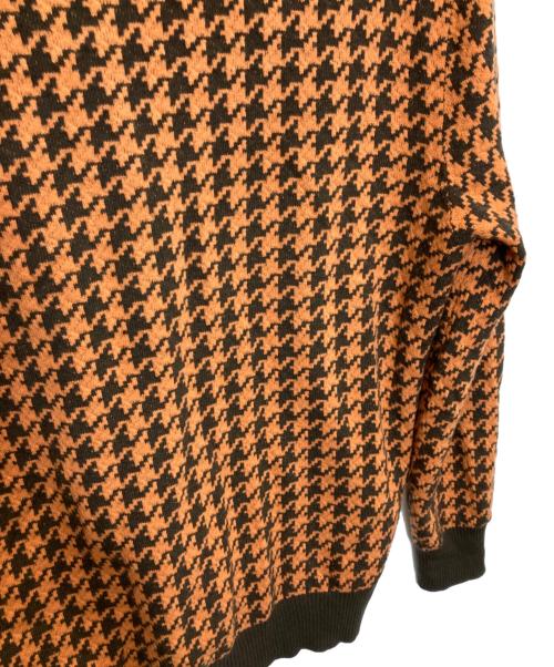 HERMES（エルメス）HERMES (エルメス) カシミヤ混千鳥柄カーディガン オレンジ×ブラウン サイズ:Lの古着・服飾アイテム