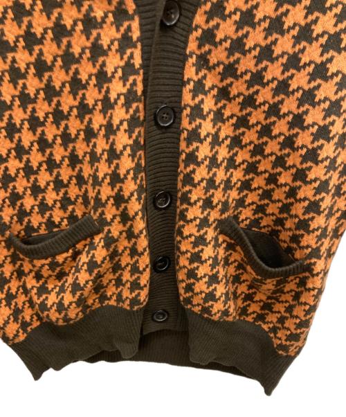 HERMES（エルメス）HERMES (エルメス) カシミヤ混千鳥柄カーディガン オレンジ×ブラウン サイズ:Lの古着・服飾アイテム
